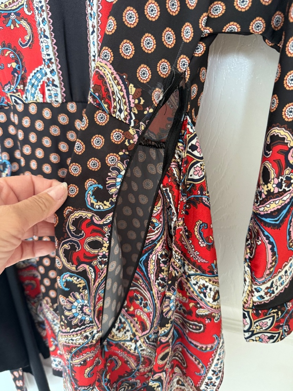 Zara Paisley Wrap Dress Small Boho Mini Dress Long Sleeve Zimmermann Inspired - Picture 11 of 11